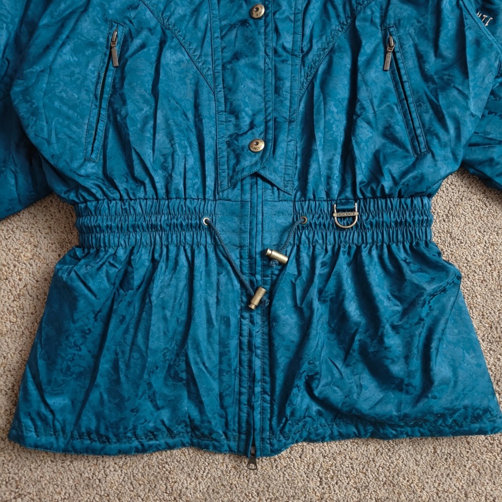 Vintage Descente‎ Teal Floral Ski Jacket Women's Size 10 Winter Warm Coat - Picture 7 of 16